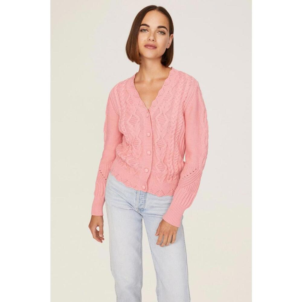 LoveShackFancy Pink Anselma Cardigan Size M with Discoloration